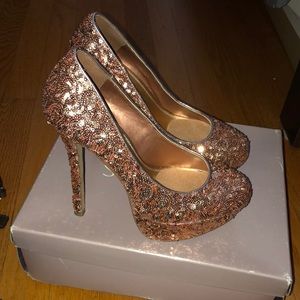 Bakers gold sequin platforms